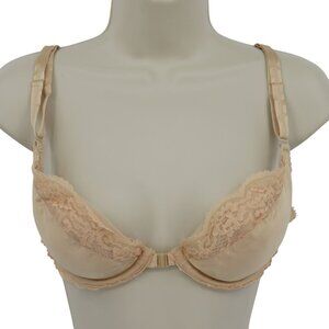 VTG Jezebel Renee of Hollywood 36B Beige Bra Underwire Front Closure Padded